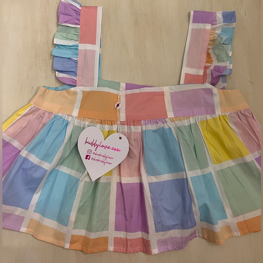 NWT multicolor Buddy Love swing crop. Size XS